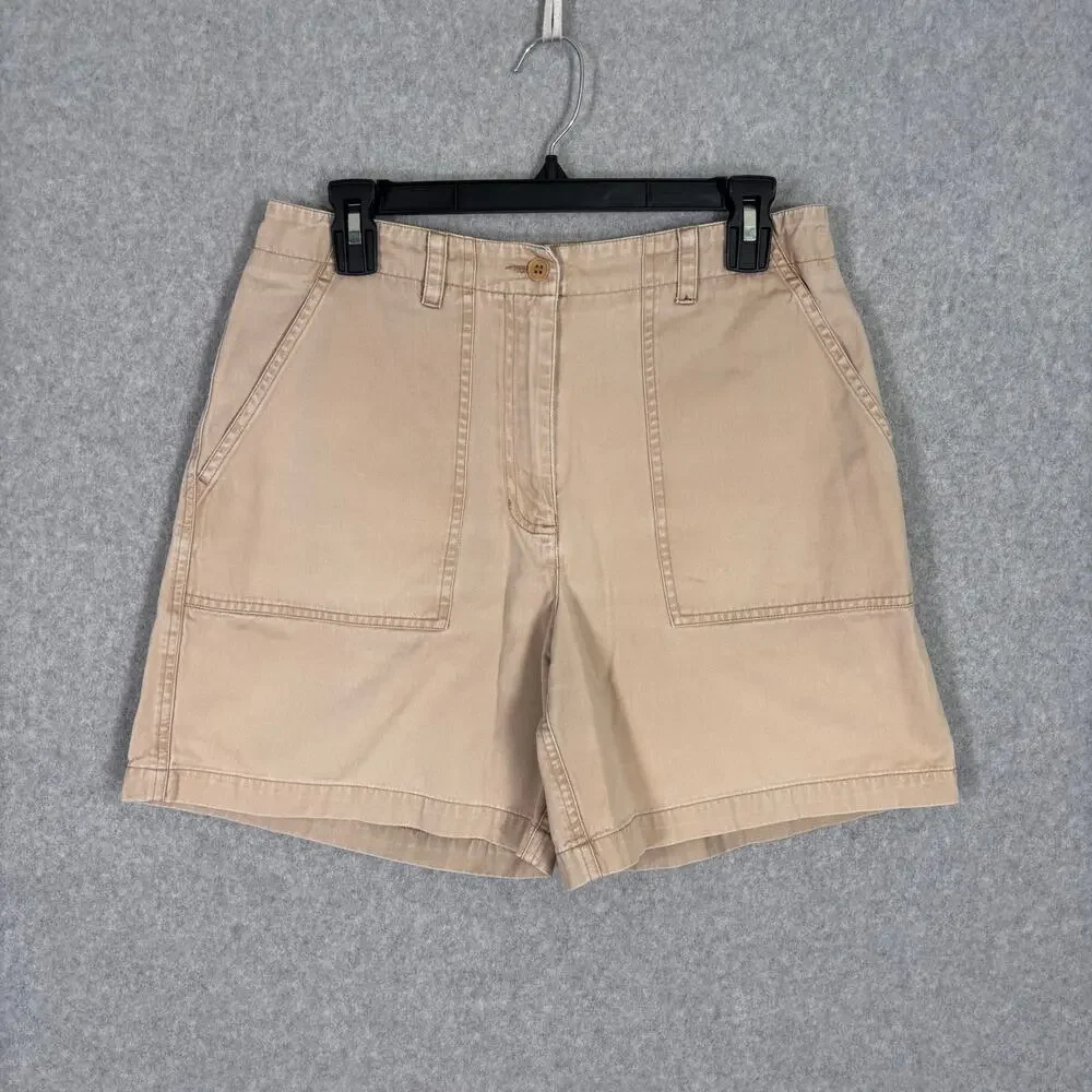 Jones New York Short 6 Tan Utility Chino 100% Cotton Khaki Hiking Casual GORP‎